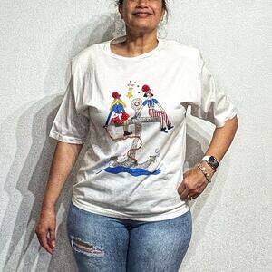 Julien White Anchor Vintage Tee Sz M